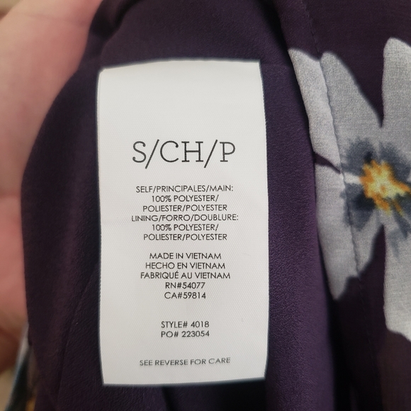 CAbi Ellery dress royal flower floral long sleeve chiffon small new #4018 - Picture 8 of 11